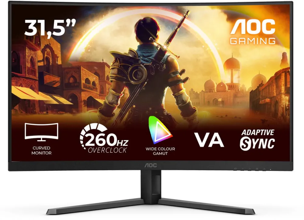 Monitor AOC Monitor Gaming AOC C32G42ZE, Curbat 1500R, 31.5", Full HD (1920x1080), VA, WLED, 260Hz (OC, 240Hz Native), 0.3ms MPRT, 4ms GtG, Adaptive Sync, HDR 10, Flicker Free, TUV Low Blue Light (hardware), HDMI, DisplayPort, Negru