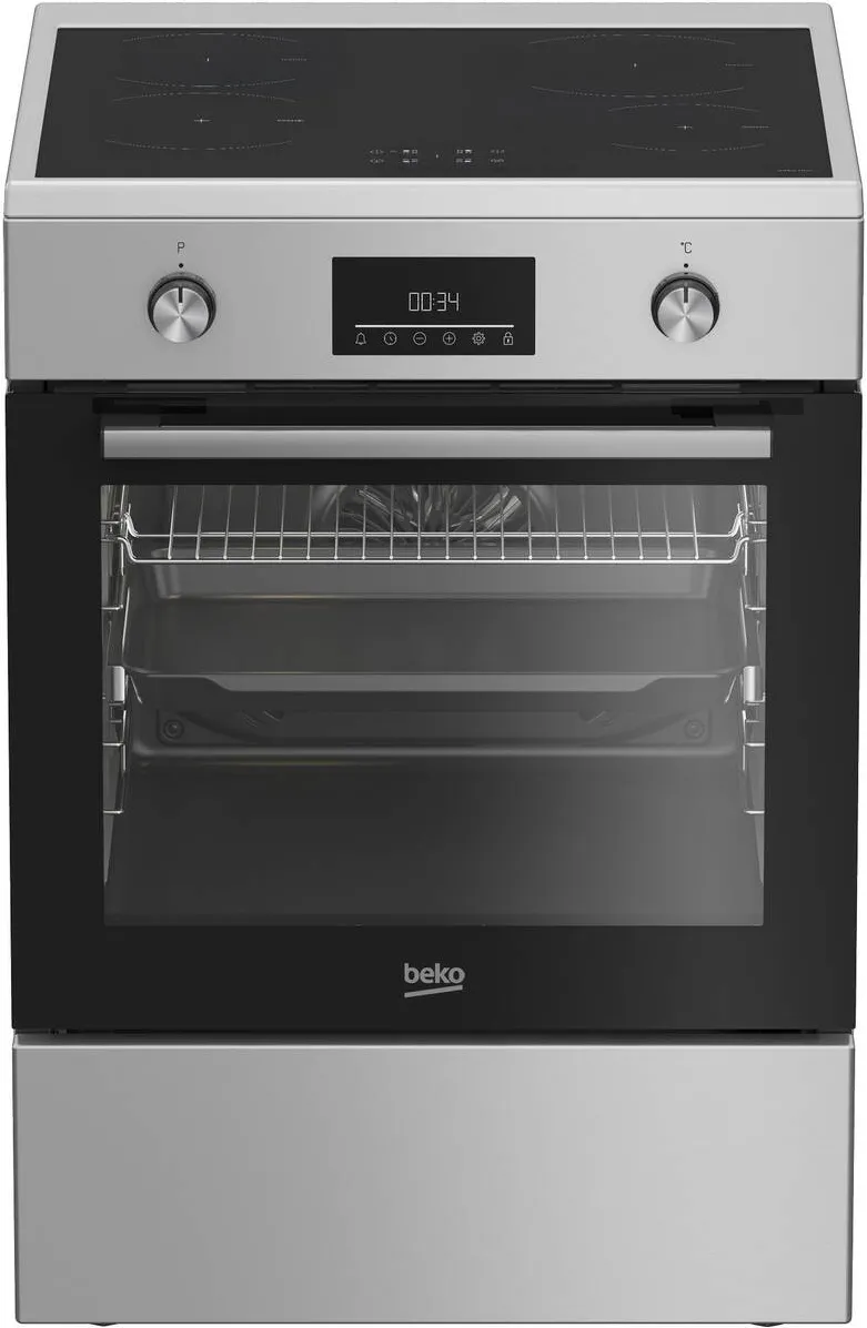 Aragaz FBSM69301SXT, Electric, 4 zone de gatit, Booster, Gatire asistata de abur, Timer, Clasa A, 60 cm, Argintiu