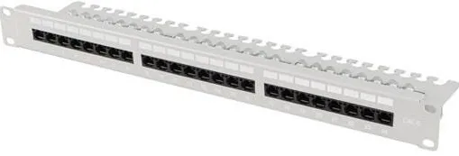 LANBERG Panou de patch 24 porturi 1U 19" Kat.6 UTP cu organizator cabluri, gri
