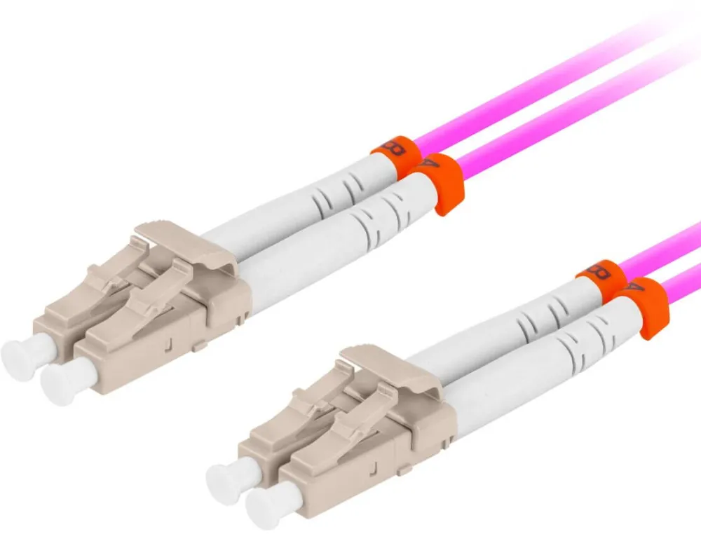 LANBERG Cablu retea fibra optica cu lungime 10 m si conectori LC/UPC-LC/UPC, Lanberg Z32334, MM, DUPLEX 3.0MM OM4 50/125 LSZH, violet