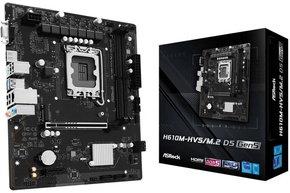 Placa de Baza ASRock Placa de baza ASRock H610M-HVS/M.2 D5 GEN5, LGA1700, 2xDDR5, 128GB, Micro-ATX