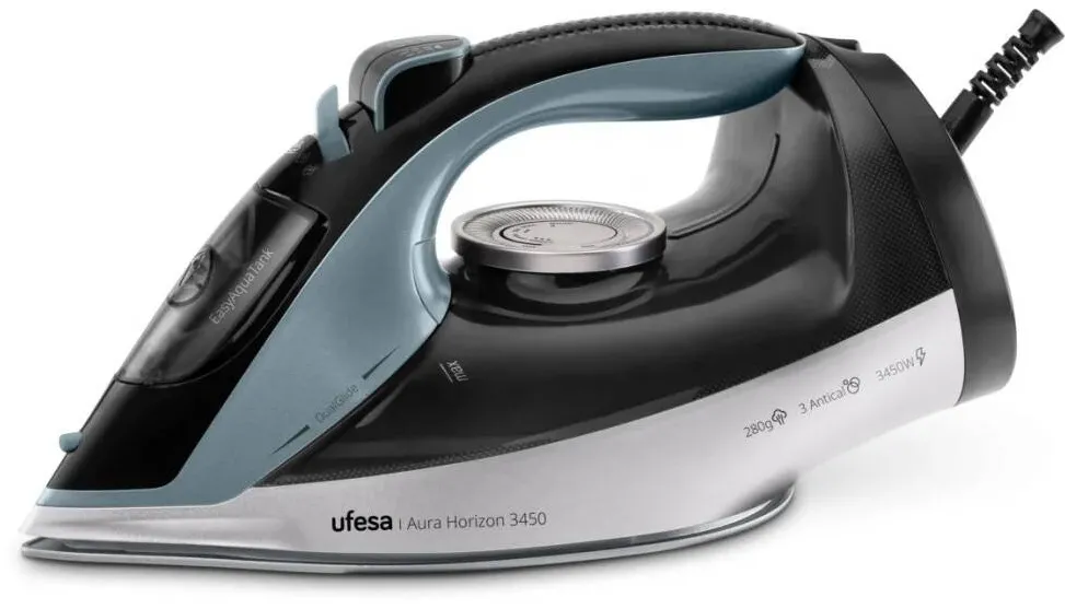 Ufesa Fier de calcat Ufesa Aura Horizon, Talpa Ceramica Ultra-Alunecare, Jet de Abur 240g, 3450W, Negru