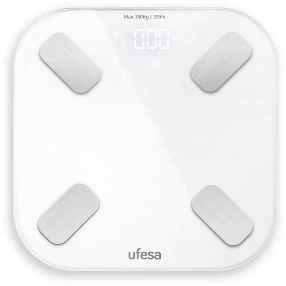 Ufesa Cantar de Baie UFESA Nyon, Electronic, Ecran LCD, Capacitate 150kg, Alb/Design Modern