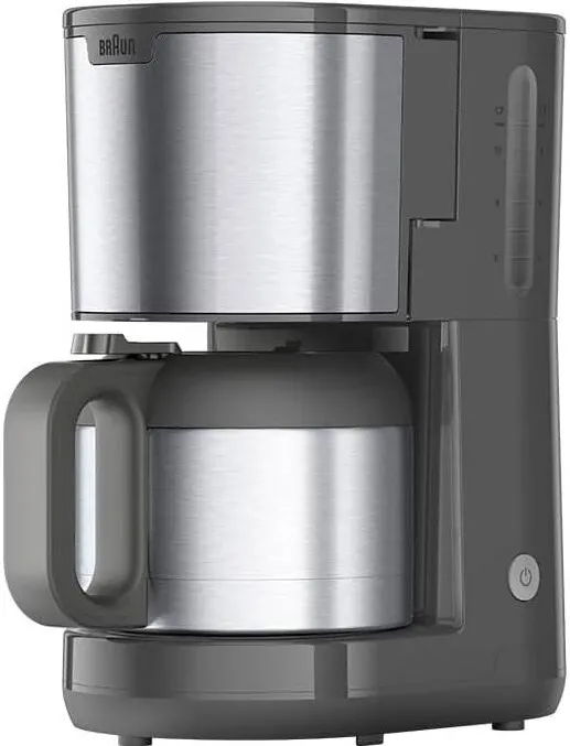 Cafetiera BRAUN Cafetiera Braun PurShine KF1505GY cu termos si sistem OptiBrew, functie anti-picurare, oprire automata de siguranta, capacitate 1, 2 L (carafa), 1000 W, gri