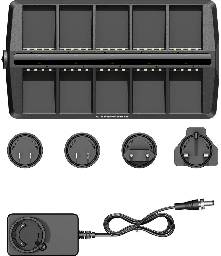SARAMONIC Hub de incarcare Saramonic, 10-sloturi, pentru baterii Witalk9-BP, Negru