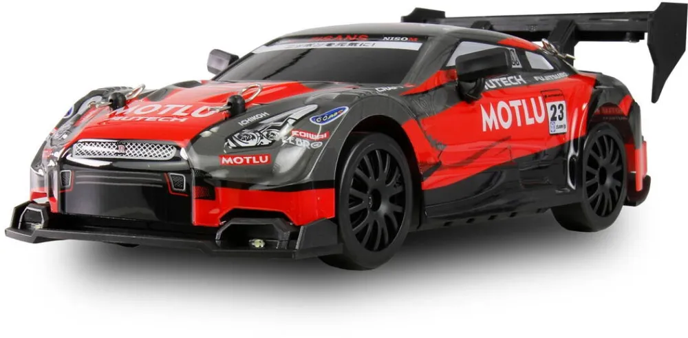 Masina AMEWI Masina RC cu telecomanda Drift Racing Car rosu, 20 Km/h, Tractiune 4WD, Lungime 20 cm, Scara 1:24, Lumini LED, RTR, 8+