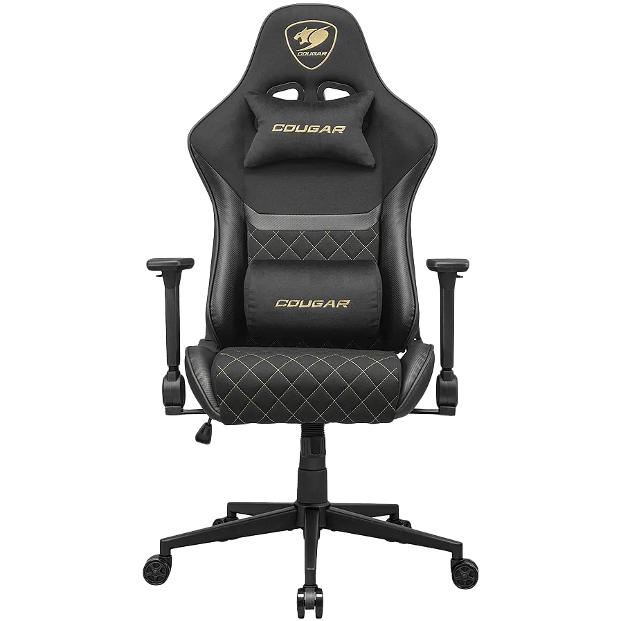 Scaun Gaming Cougar COUGAR, Armor One V2 Gold F, piele PVC, reglabil, cotiere rabatabile 4D, negru