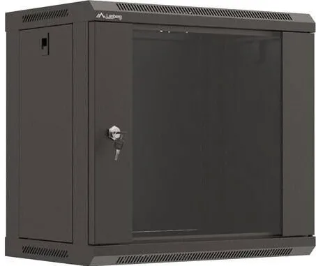 LANBERG Cabinet metalic rack 19" 9U 540x350mm, cu usi din sticla, negru, set flat pack
