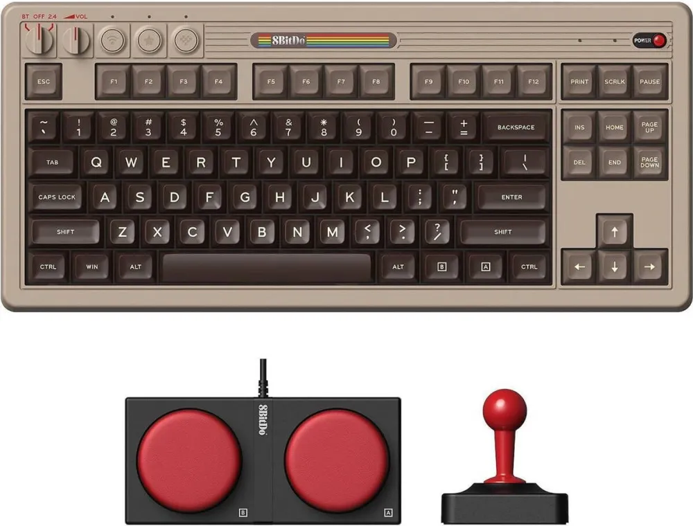 Tastatura 8BitDo Tastatura mecanica retro 8BitDo – C64 Editie, Wireless, Kailh Box White (Layout UK)