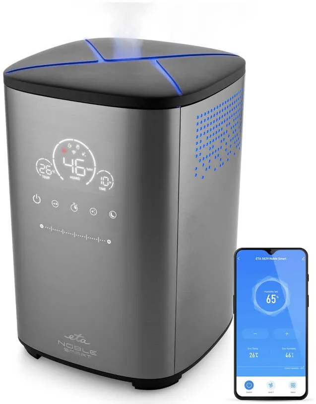 ETA Umidificator inteligent Noble ETA562990000 cu functie de purificare a aerului si ionizare, Pentru incaperi de pana la 50 m3
