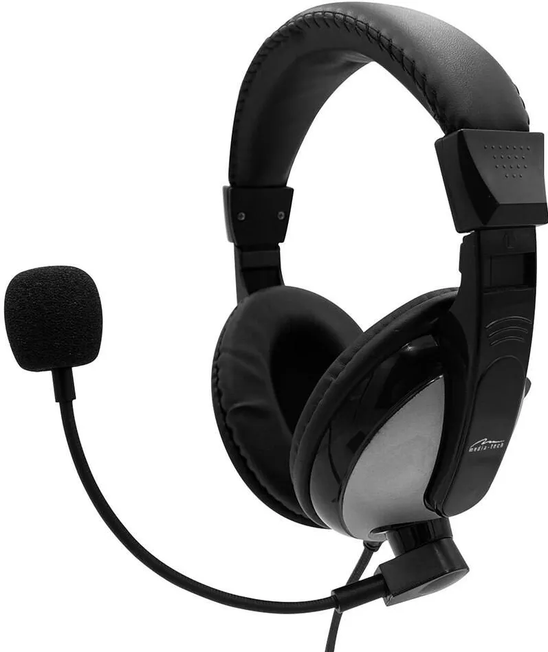Casti Over-Head Media-Tech cu Microfon TURDUS PRO pentru Gaming, Stereo, Control Volum, Difuzoare 40mm, Jack, Negru