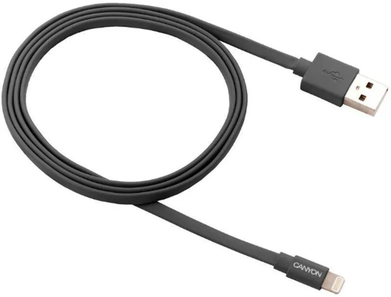 CANYON USB Male la Lightning Male, MFi, 1 m, Dark Gray