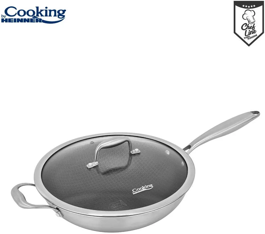 HEINNER Tigaie WOK INOX+CAPAC 30x8.5CM, TITANIUM3