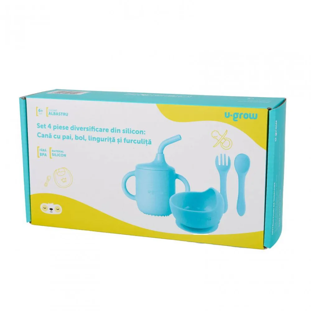 U-GROW Set 4 piese din silicon, blue,