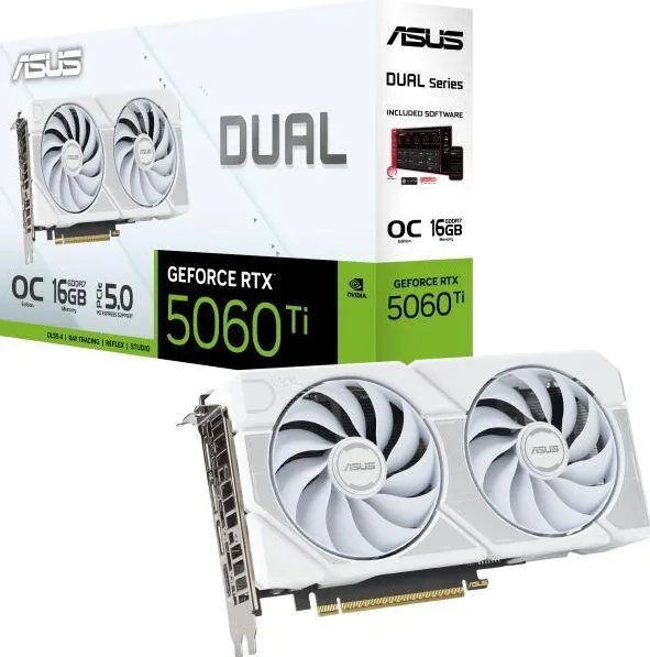 Placa Video Asus GeForce RTX 5060 Ti DUAL OC WHITE 16GB DLSS 4
