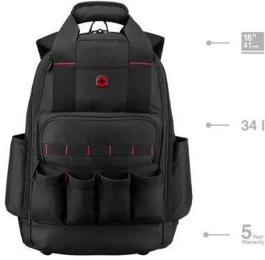 Wenger WengerTool Backpack Advanced, 16" Laptop Backpack, Black