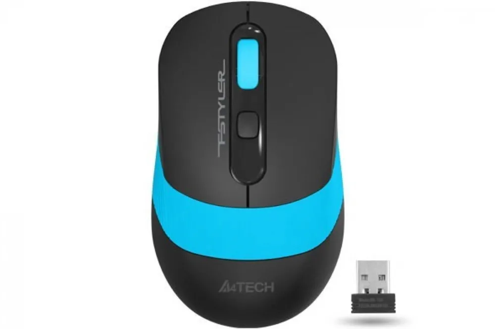 Mouse A4Tech MOUSE A4tech, gaming, wireless, 2.4GHz, optic, 2000 dpi, butoane/scroll 4/1, buton selectare viteza, negru / albastru
