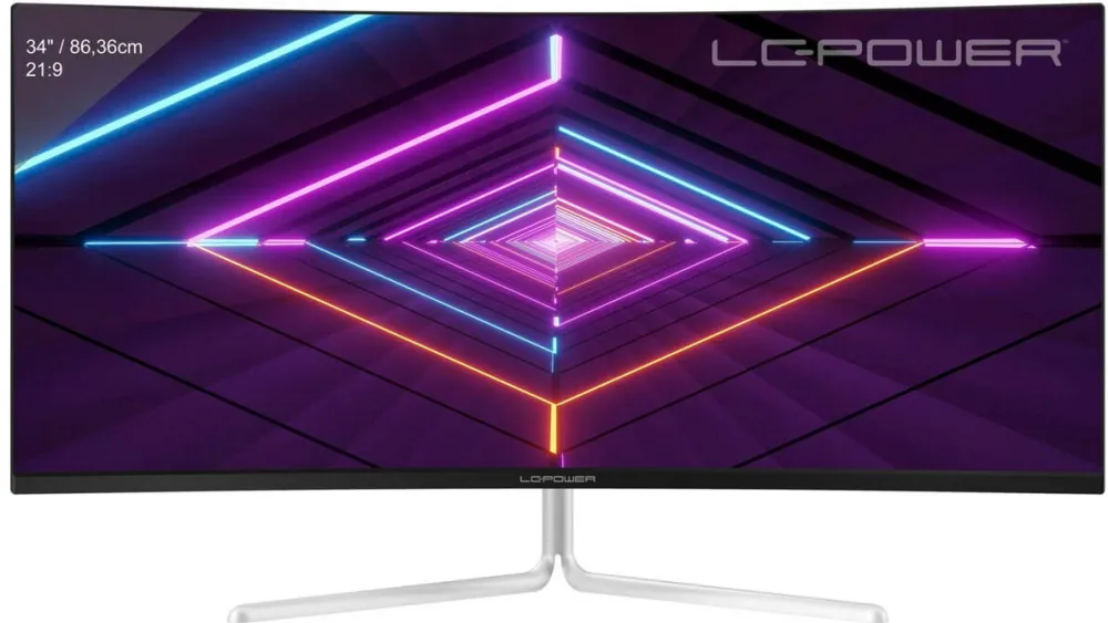 Monitor LC-Power Gaming VA LED LC-M34-UWQHD-100-C-V3 34", UWQHD (3440 x 1440), Ecran Curbat, 100 Hz, 6 ms, Alb