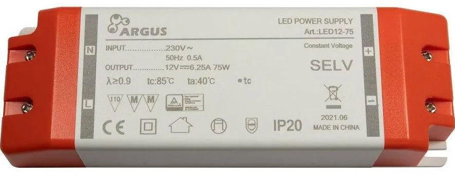 Transformator LED Inter-Tech LED12-75 75W, 12V, 6250mA, IP20