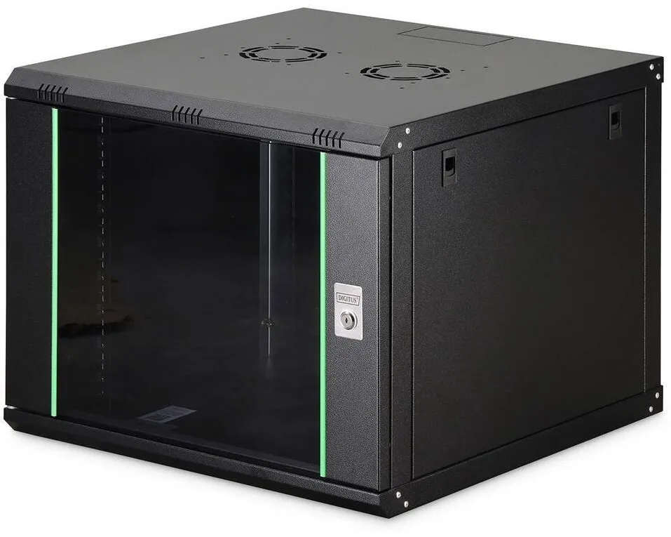 Rack Digitus Cabinet metalic, Digitus, 19" 9U, 600x600cm, cu usi din sticla, neasamblat