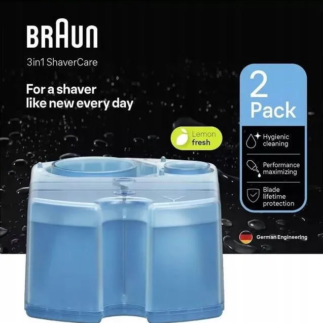 BRAUN Cartus de curatare Braun pentru masina de ras, set 2 bucati, albastru