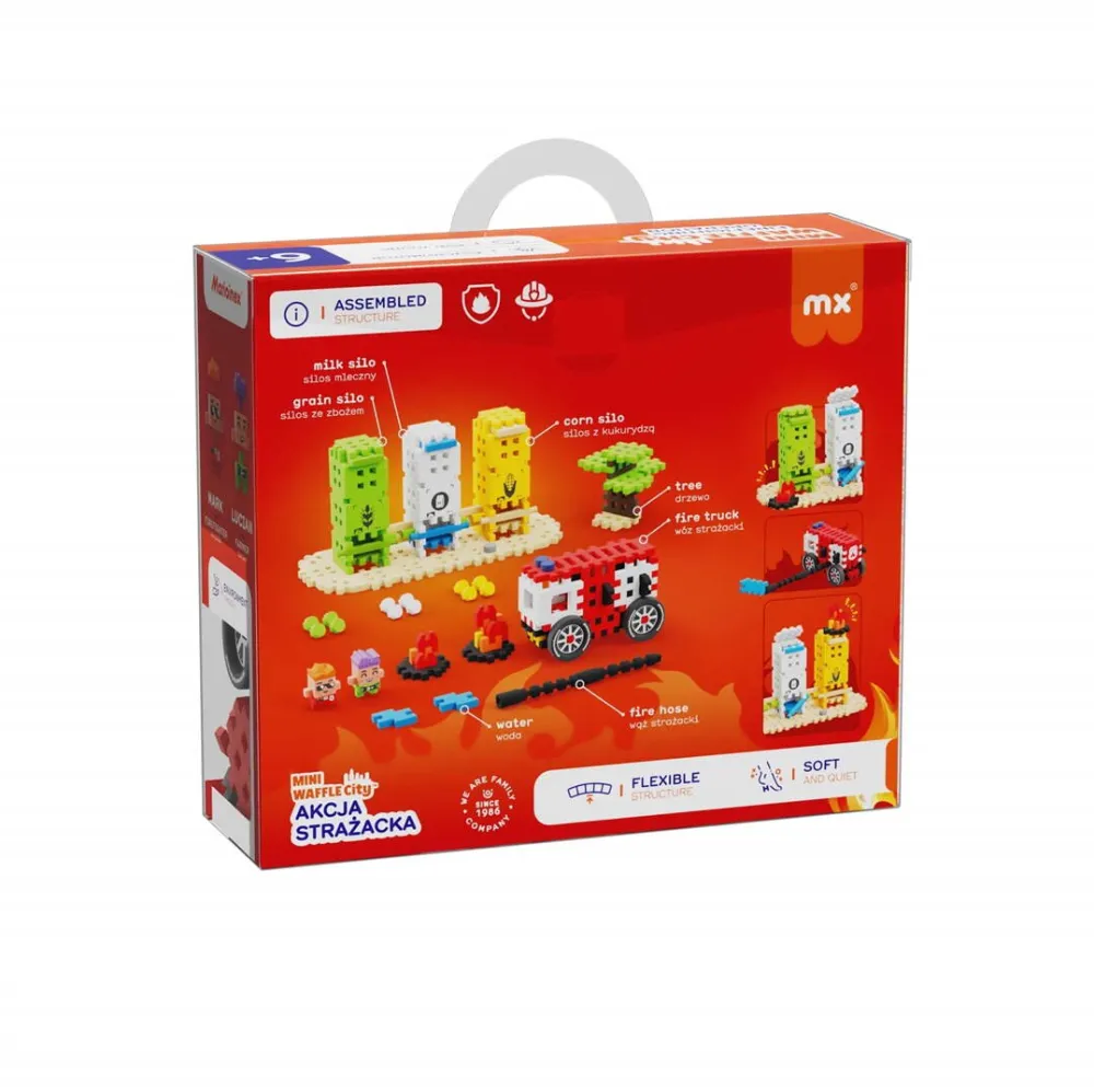 Jucarie creativa Marioinex Mini Waffle City Building Blocks Firefighter action, 148 pieces
