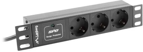 LANBERG Power strip 10" rack (1U, 16A, 3X shuko)