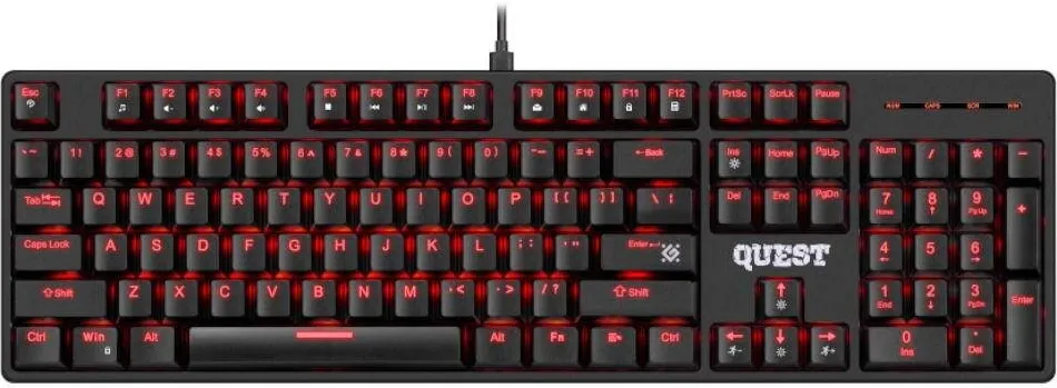 Tastatura Defender Tastatura mecanica, Defender, QUEST GK-596, iluminare RGB, cablu detasabil, Negru