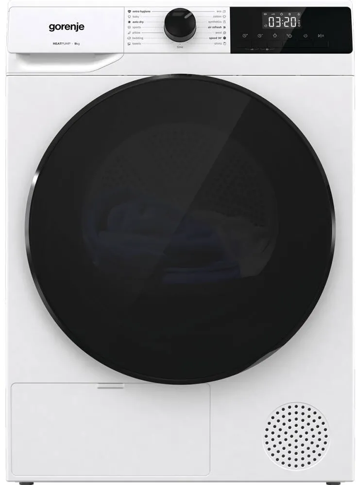 GORENJE Uscator de rufe DHNA93, pompa de caldura, 9 kg, 15 programe, clasa C, Alb