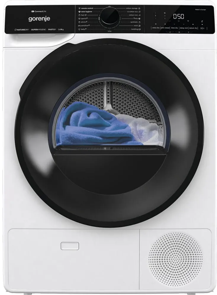 GORENJE Uscator de rufe DPNA92WIFI, pompa de caldura, 9 kg, 15 programe, clasa D, WI-FI, Alb