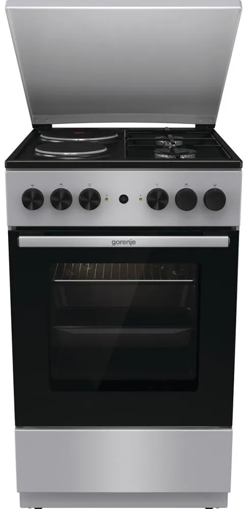 Aragaz GK5A12SG, 4 ARZATOARE, GAZ + ELECTRIC, L 50 CM, GRI