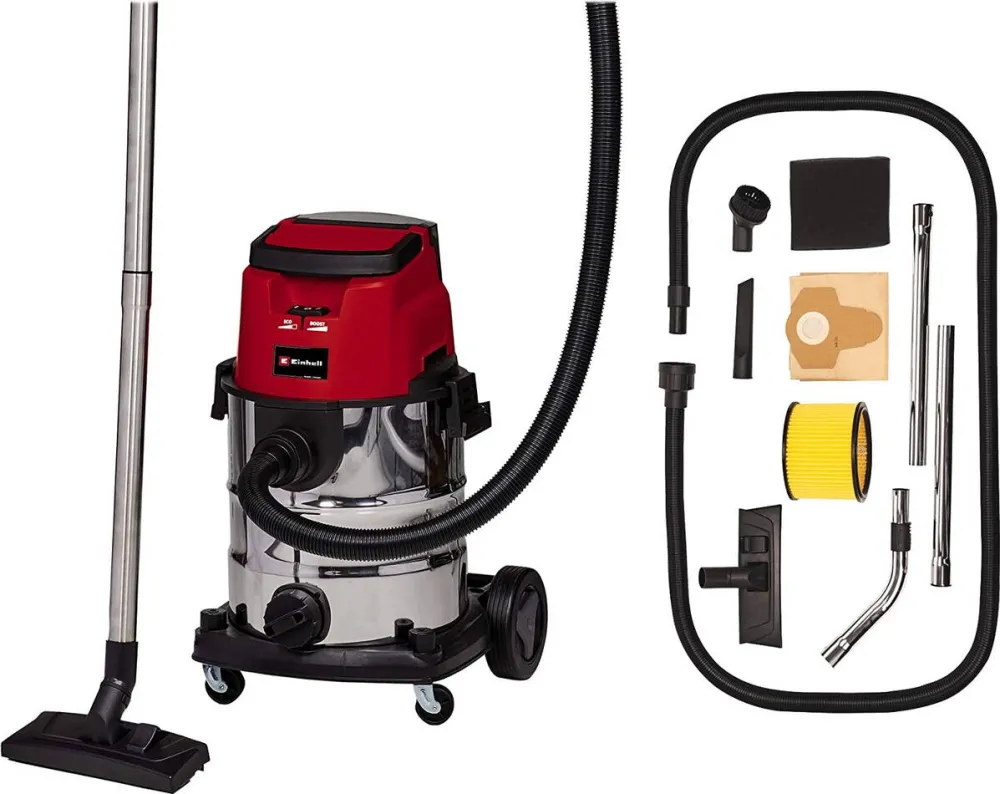 Einhell Cordless Wet/Dry Vacuum Cleaner TE-VC 36/25 Li S-Solo (2x 18Volt) (red/stainless steel, without battery and charger)