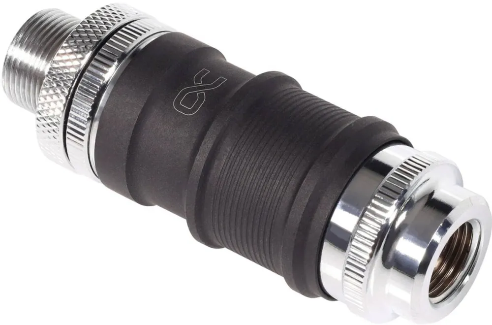 Alphacool ES quick release BLH1A PushIn set IG-IG with bulkhead screw connection (black (matt)/chrome)