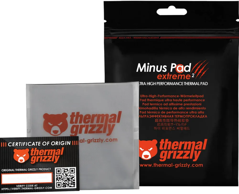 Thermal Grizzly Minus Pad extreme 2 - 100x 100x 1.0mm (gray)