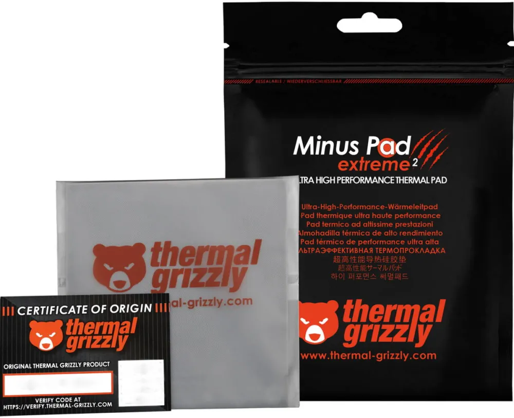 Thermal Grizzly Minus Pad extreme 2 - 100x 100x 1.5 mm (gray)
