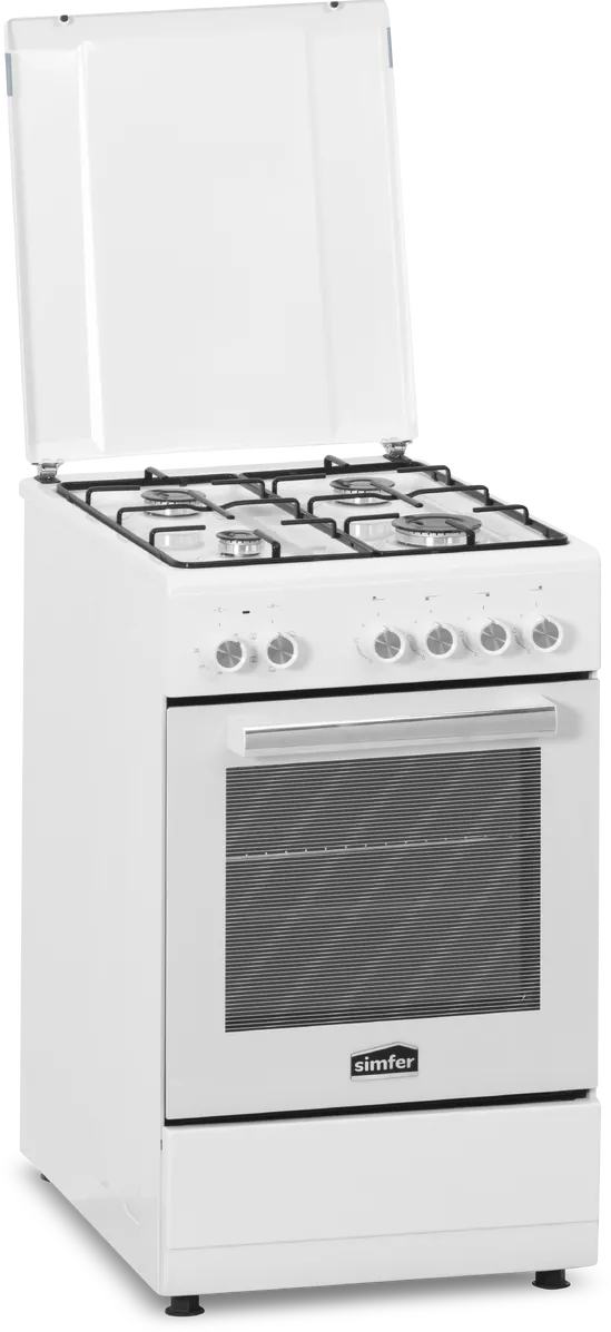 Aragaz Simfer 5405SERBB, Gas hob, Electric oven, Width 50 cm, Mechanical control, White