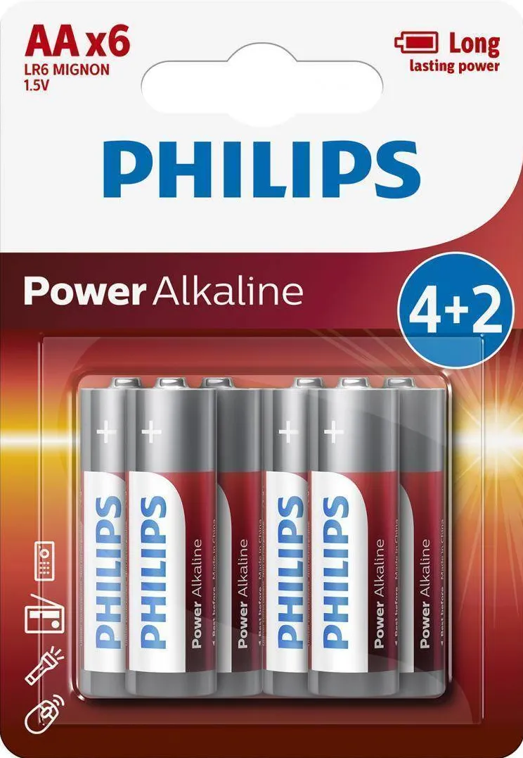 Philips PH POWER ALKALINE AA 4+2-BLISTER PROMO