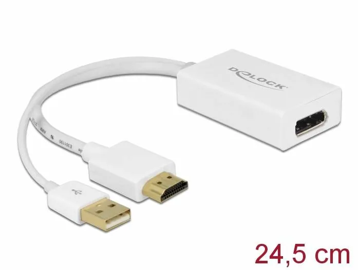 Adaptor DELOCK 62496, HDMI-A tata > DisplayPort 1.2 mama alb