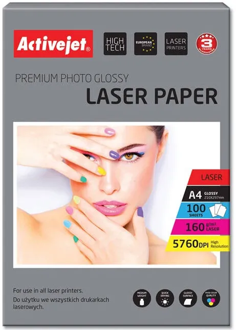 Hartie Foto ACTIVEJET AP4-160G100L photo paper for laser printers; A4; 100 pcs
