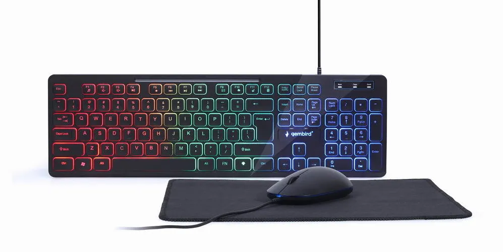 Kit Periferice Gembird KBS-UML-01 3-in-1 backlight desktop set, black, US layout
