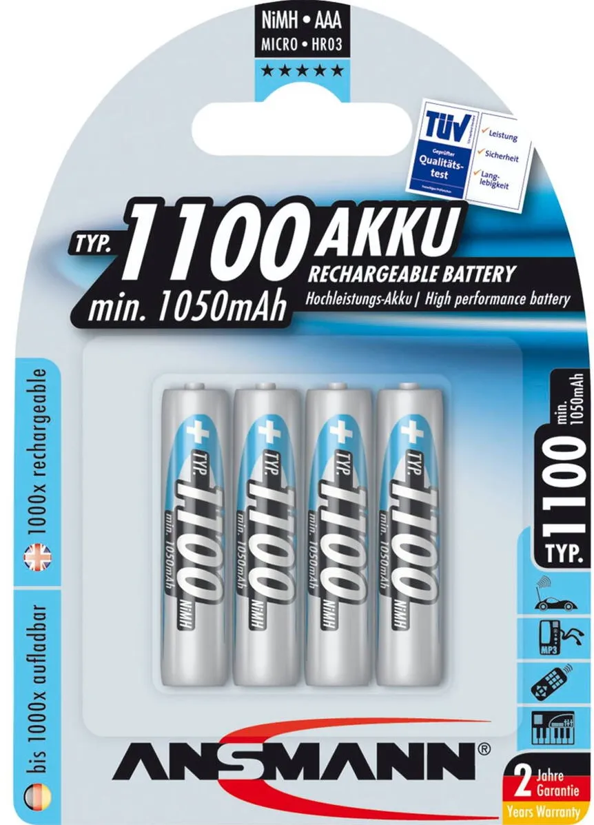 Ansmann Acumulator 1x4 NiMH rech. battery 1100 Micro AAA 1050 mAh