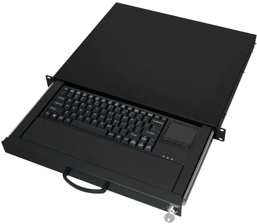 Aixcase 19" Rack 1U Tastatur US Touchpad USB Negru