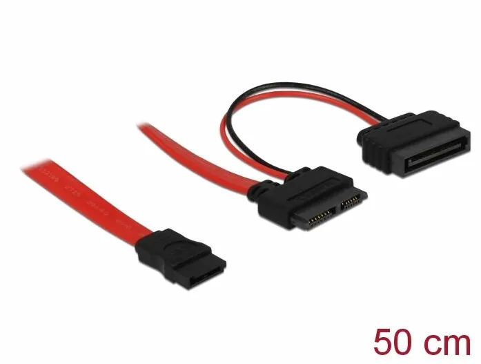 Cablu DELOCK Slim SATA female > SATA 7 pin + SATA 15 pin 5 V 50 cm