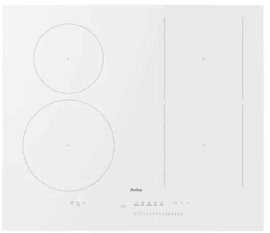 Plita Amica PIDH6141PHTSUN 3.0, Inductie, 4 zone de gatit, 7,35 kW, Alb