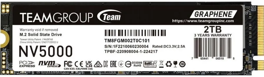 SSD Team Group Team Group NV5000 2 TB SSD PCIe 4.0 x4 NVMe | M.2 2280 | Graphene Heatsink