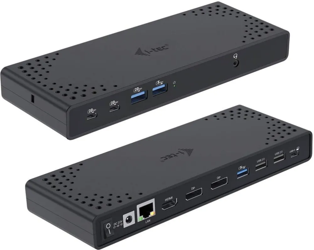 Docking Station I-TEC Statie de andocare tripla, i-Tec, USB-C, 100 W, negru