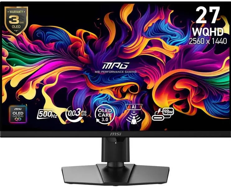 Monitor MSI Gaming QD-OLED 26.5" MAG 274QP QD-OLED X24, WQHD (2560 x 1440), HDMI, DisplayPort, Pivot, 240 Hz, 0.03 ms (Negru)