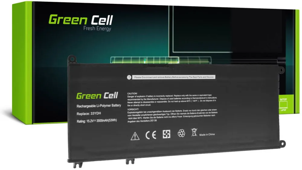 Acumulator Laptop Green Cell 33YDH pentru Dell Inspiron G3 3579 3779 G5 5587 G7 7588 7577 7773 7778 7779 7786 Latitude 3380 3480 3490 3590 acumulator marca Green Cell