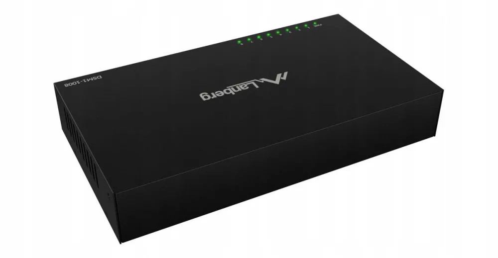Switch LANBERG 8 porturi Gigabit Ethernet DSM1-1008, neadministrat, metalic, 12V, desktop