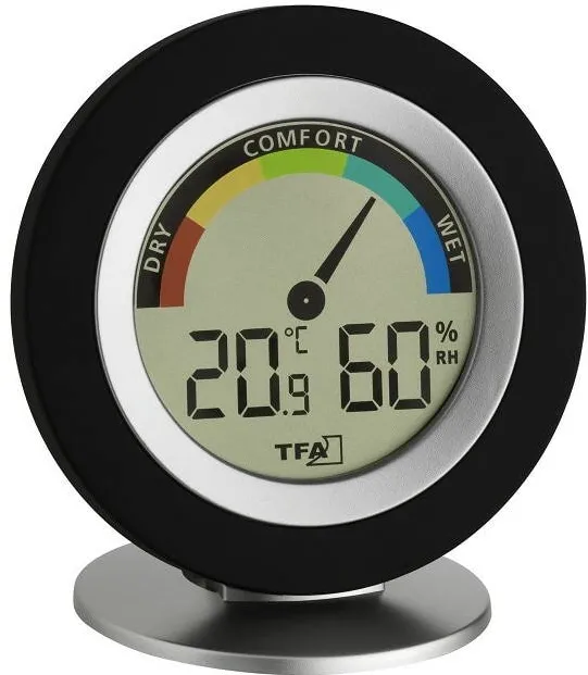 TFA Termometru si higrometru digital TFA S30.5019.01, Nivel confort in culori, Valori Min/Max